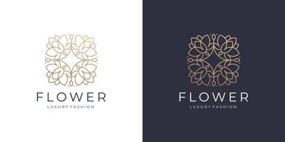 abstrakt blommig logotyp mall. kreativ blomma reste sig begrepp med minimalistisk linje konst stil design. vektor