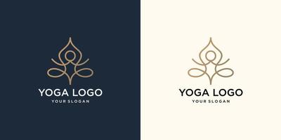 abstrakt yoga mänsklig linje logotyp. tråd person blomma balans logotyp. kreativ spa, guru vektor mark