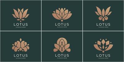 Satz von Lotus-Logo-Design. gold, luxus, flach, stil, abstraktes logo lotus, blume, natur. Premium-Vektor vektor