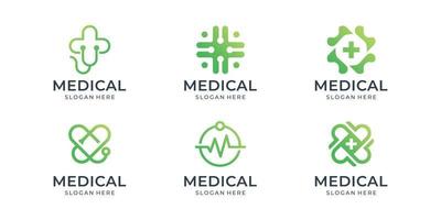 Vektor-Set von Inspiration für medizinische Logo-Vorlagen. sammlung medizinischer gesundheit mit verlaufsfarbe. vektor