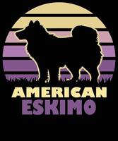 amerikan eskimo silhuett årgång och retro t-shirt design vektor