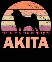 Akita-Silhouette Vintage und Retro-T-Shirt-Design vektor