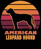 amerikan leopard hund silhuett årgång och retro t-shirt design vektor