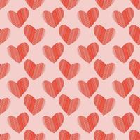 Nahtloses geometrisches Muster mit roten Herzen auf rosa Hintergrund. valentinstag muster. Vektordruck für Stoffhintergrund vektor