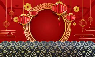 ny vår ny år röd kinesisk stil bakgrund. kinesisk ny år firande bakgrund vektor