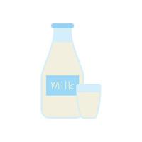 mjölk i flaska och glas platt design vektor illustration. element för design mejeri Produkter, logotyp odla, matvaror Lagra, hälsa mat