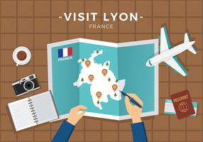 Besuchen Sie Lyon Plan Free Vector