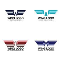 w-Brief für Flügel-Logo-Design, Kombination w-Brief und Flügel vektor