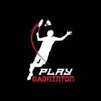 spela badminton vektor t-shirt design. badminton t-shirt design. kan vara Begagnade för skriva ut muggar, klistermärke mönster, hälsning kort, affischer, påsar, och t-shirts.