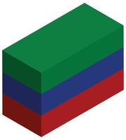 Nationalflagge von Dagestan - isometrische 3D-Darstellung. vektor