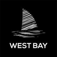 Westbucht mit Schiffszusammenfassung, Gestaltungselement für Logo, Plakat, Karte, Fahne, Emblem, T-Shirt. Vektor-Illustration vektor