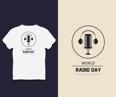 Weltradiotag-Typografie-T-Shirt-Design vektor