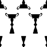 Siegertrophäe Cup nahtlose Muster. schwarze einfache Silhouettentextur. Meisterpreis für den ersten Platz. Vektor-Illustration. vektor