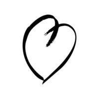 hand dragen borsta hjärtan. grunge svart klotter hjärta på vit bakgrund. romantisk kärlek symbol. vektor illustration.