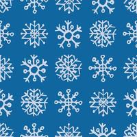 nahtloser hintergrund von hand gezeichneten schneeflocken. weiße Schneeflocken auf blauem Hintergrund. weihnachts- und neujahrsdekorationselemente. Vektor-Illustration. vektor