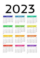 Kalender für 2023 isoliert auf weißem Hintergrund vektor