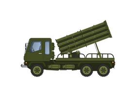 LKW mit Militärraketen. Vektor-Illustration auf weißem Hintergrund. vektor