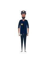 polizist in uniform, der in der vorderansicht steht. Beruf Menschen Konzept. Arbeit auf der Polizeiwache. Polizist-Vektorzeichenillustration lokalisiert auf weißem Hintergrund. vektor