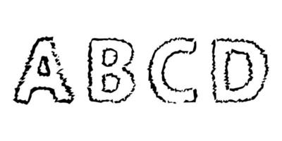 hand dragen latin alfabet brev abcd. versal modern font och typsnitt. svart symboler på vit bakgrund. vektor illustration.