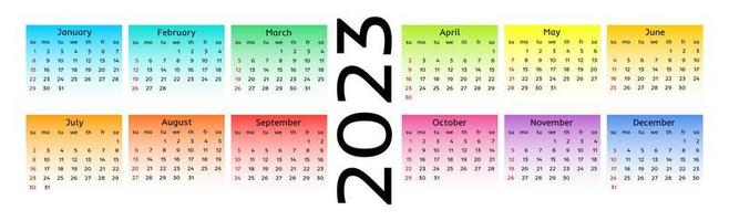 Kalender für 2023 isoliert auf weißem Hintergrund