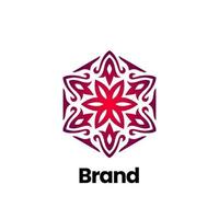Mandala-Logo für Spa, Identität des Yoga-Unternehmens. Beauty-Blumen-Mandala-Logo-Design. florales Sternmuster-Logo. Schönheit Blumenmuster. Schneeflocken-Logo. vektor