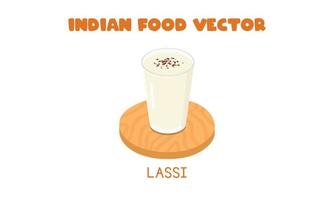 indisches lassi - indische traditionelle buttermilch mit joghurt und gewürzen flache vektorillustration lokalisiert auf weißem hintergrund. Lassi-Clipart-Cartoon. asiatisches Essen. indische Küche. Indisches Essen vektor