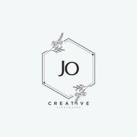 Jo Beauty Vector Initial Logo Art, Handschrift Logo der Erstunterschrift, Hochzeit, Mode, Schmuck, Boutique, Blumen und Pflanzen mit kreativer Vorlage für jedes Unternehmen oder Geschäft.