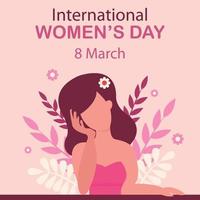 Illustrationsvektorgrafik einer Frau träumt an einem Tisch und zeigt Blätter im Hintergrund, perfekt für den internationalen Tag, den internationalen Frauentag, Feiern, Grußkarten usw. vektor