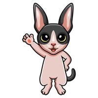 niedliche katze cornish rex cartoon winkende hand vektor