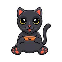 süßer Bombay-Katzen-Cartoon mit Futternapf vektor