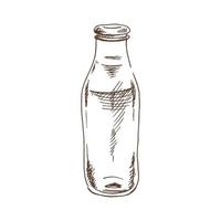 Vektor handgezeichnete Skizze einer Milchflasche. vintage illustratives element für die gestaltung von etiketten, verpackungen und postkarten.