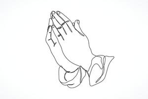 eine Strichzeichnung der Gebetshand vektor