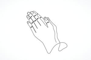 kontinuierliche Linienzeichnung Gebetshand vektor
