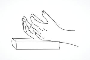 linje teckning av bön hand vektor