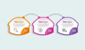 professionell steg företag infographic mall, tre steg färgrik infographic element för din företag vektor