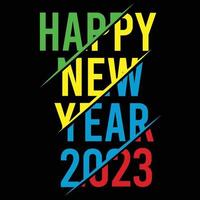 Drucken Sie isolierte Vektorillustration frohes neues Jahr 2023 Feier mit schwarzem Hintergrund vektor