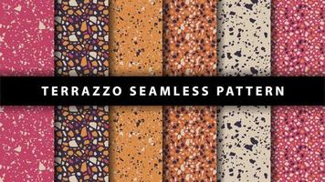 uppsättning terrazzo sömlösa mönster. terrazzo golvmönster. terrazzo sömlösa mönster. samling av terrazzomönster vektor
