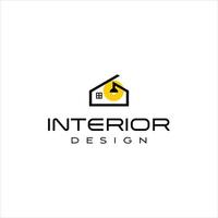 Hem logotyp levande rum interiör vektor möbel företag dekoration design.