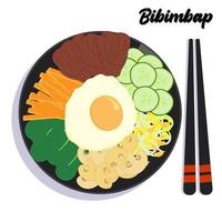 färsk utsökt bibimbap koreanska traditionell mat isolerat på vit bakgrund vektor