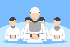 muslim böner i församling platt illustration vektor