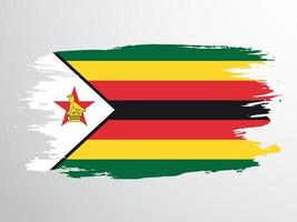 vektor flagga av zimbabwe dragen med en borsta