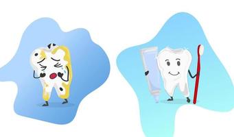 Vektorbanner für den Zahngesundheitsmonat der Kinder. Cartoon-Logo-Design für die Kinderzahnklinik. Schutz der Zähne und Förderung der Gesundheit, Vorbeugung von Zahnkaries bei Kindern. vektor