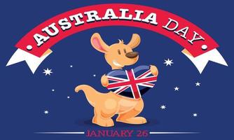 Happy Australia Day Schriftzug. Karte von Australien mit Flagge auf blauem Hintergrund. Vektor-Illustration vektor