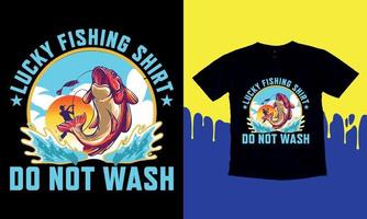 Glücksfischerhemd nicht waschen, T-Shirt-Geschenk, lustiges Fischen-T-Shirt-Design für Männer, Vektorgrafik, typografisches Poster oder T-Shirt. vektor