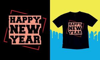 frohes neues jahr 2023, frohes neues t-shirt design, beschriftungsvektorillustration einzeln auf schwarzem hintergrund, neujahrsaufkleberquoten, tasche, tassen, karte, geschenk. vektor