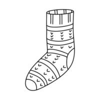 Socke mit Herzmuster im handgezeichneten Doodle-Stil. vektorillustration für kindermalbuch. vektor