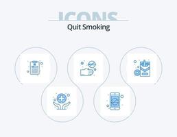 Beenden Sie das Rauchen blau Icon Pack 5 Icon Design. Lebensstil. Kreuz. App. Rauch. verboten vektor