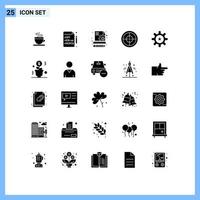 Packung mit 25 modernen soliden Glyphen Zeichen und Symbolen für Web-Printmedien wie wachsende Ressourcen SEO Management HR editierbare Vektordesign-Elemente vektor