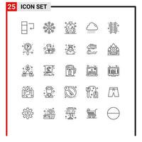 uppsättning av 25 modern ui ikoner symboler tecken för Framgång upp transport trappsteg regn redigerbar vektor design element