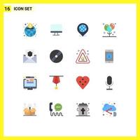 Stock Vector Icon Pack mit 16 Linienzeichen und Symbolen für die Kommunikation Urlaub globale Dekoration Ballons editierbares Paket kreativer Vektordesign-Elemente